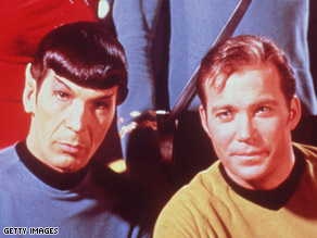 Leonard Nimoy and William Shatner as Spock and Captain Kirk in Star Trek