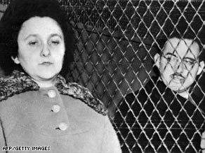 Ethel and Julius Rosenberg in 1953 in a New York police van shortly before their execution for spying.