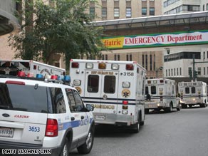 Only the sickest patients will remain at New Orleans' Tulane Medical Center after ambulances carry the rest to the airport.