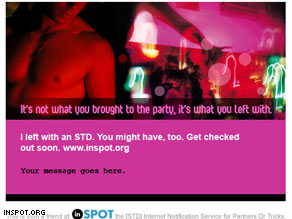 A California-based nonprofit allows users to send free e-cards notifying their sexual partners to get tested for STDs.