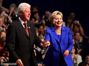 Hillary Clinton and Barack Obama appear together Friday at a rally in Unity, New Hampshire.