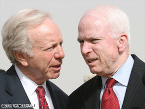 Sens. John McCain, right, and Joseph Liebeman traveled to Iraq and the Middle East together this spring.