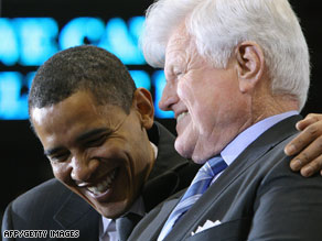 Sen. Edward Kennedy, right, endorsed Sen. Barack Obama in January.