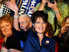 Alaska Gov. Sarah Palin campaigns in Lee's Summit, Missouri, with Sen. John McCain Monday.