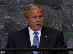 President Bush addresses the United Nations General Assembly on Tuesday morning.