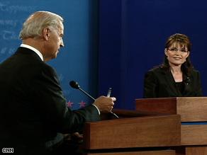 Sen. Joe Biden and Gov. Sarah Palin debate the issues Thursday night.