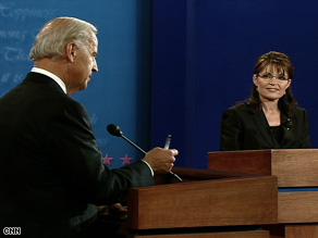 Poll respondents give Sen. Joe Biden the edge over Gov. Sarah Palin in ability to express views.