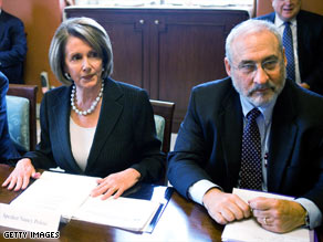 House Speaker Nancy Pelosi met with Nobel prize winner Joseph Stiglitz and other economic experts Monday.