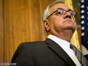 Rep. Barney Frank calls the Bush adminstration's plan to limit bank CEO pay "historic."
