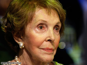 Former first lady Nancy Reagan is shown at an event in the nation's capital in September.
