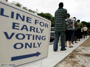 Long lines of early voters have been reported in several states across the country.