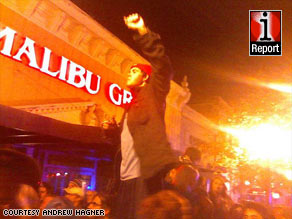 The streets of Washington, D.C. filled with euphoric Obama supporters after the election was called.