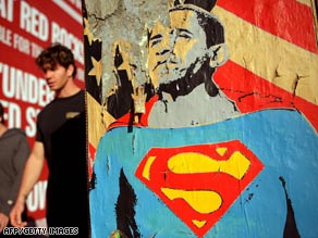 A poster this week in Los Angeles, California, depicts President-elect Barack Obama as Superman.