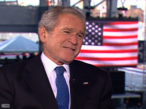 President Bush says his wife told him that as president, he should watch his words carefully.