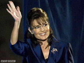 Sarah Palin waves to supporters on Election Night.