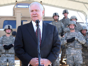 Secretary of Defense Robert Gates speaks after a tour at Fort Bragg, North Carolina, on October 23.