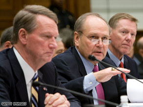 The chief executives of ailing automakers GM, Chrysler and Ford testify before Congress on Friday.