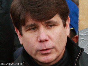 Illinois Gov. Rod Blagojevich talks to laid-off workers in Chicago on Monday.