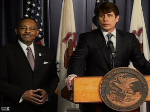 Illinois Gov. Rod Blagojevich, right, named Roland Burris to fill President-elect Barack Obama's Senate seat.