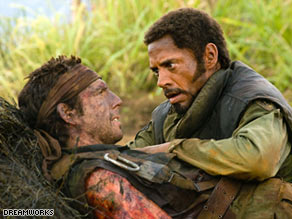 Ben Stiller, left, and Robert Downey Jr. are among the stars of "Tropic Thunder," a Hollywood satire.