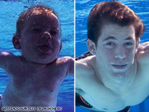 Spencer Elden, 17, recreates his pose from 1991's Nirvana "Nevermind" album.