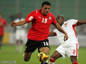 Amr Zaki, left, in action for Egypt in the African Nations Cup quarterfinal win against Angola on February 4.