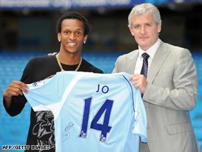 The $34m transfer which brough Brazilian striker Jo to Manchester City has been dwarved by the club's $61m deal for Robinho.