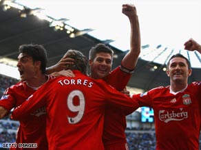 Liverpool defender Martin Skrtel after an injury to his knee during Liverpool's victory over Machester City.