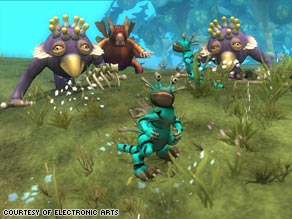 Creatures designed by gamers, like these, are shown in a database on the "Spore" Web site.