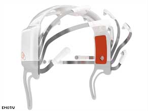Designed like headgear, the EPOC contains multiple sensors to measure electrical activity in the brain.