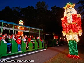 More than 8 million lights create dozens of displays at Callaway Gardens in Pine Mountain, Georgia.