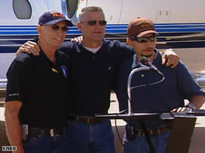 Photos of, from left, Gonsalves, Howes and Stansell while they were being held in the jungle.