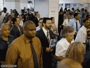 Lines form at a job fair in Fort Lauderdale, Florida, in August.
