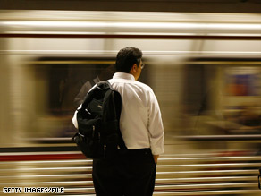 A man waits for a subway train in Los Angeles, California, in June.