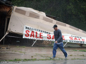 Water from the Industrial Canal floods a road in New Orleans after Hurricane Gustav made landfall Monday.