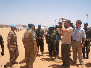 CNN's crew films U.N. peacekeepers in Darfur.