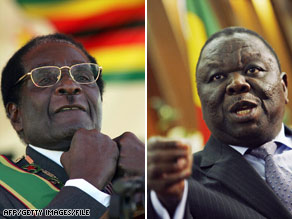 Mugabe (left) and Tsvangirai