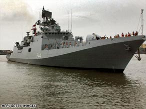 A file photo shows the Indian frigate Tabar, which was involved in the skirmish.