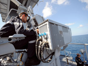 French troops on the lookout for pirates in the Gulf of Aden on November 25.