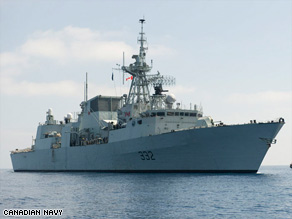 The Canadian frigate HMCS Ville de Quebec will escort ships carrying food aid to Somalia.