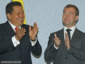 Venezuelan President Hugo Chavez and Russian President Dmitry Medvedev met last week in Russia.