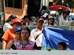 Indians protest against the government on Tuesday in Medellin in northern Colombia.