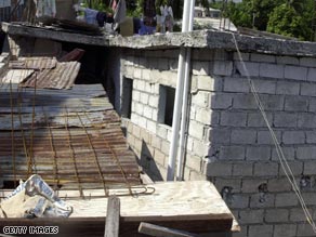 A partially-collapsed school in Port-au-Prince that left 7 injured Wednesday.