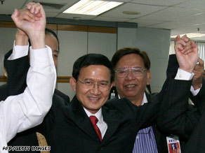 Somchai Wongsawat, center, after being nominated for the post of prime minister on Monday.