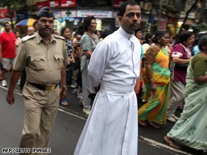 Christian activists stage a peace march in Mumbai, India earlier this month.