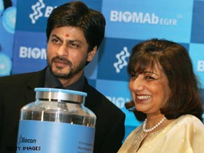 Mazumdar Shaw with Shah Rukh Khan. India's richest woman is ready to answer your questions.