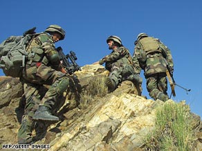 French soldiers of ISAF on patrol near Kabul on November 8.