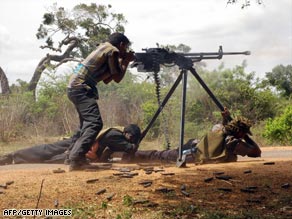 An undated picture shows Tamil Tiger rebels in Kilinochchi during a confrontation with the army.