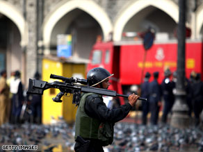 A fire broke out at the Taj Mahal hotel shortly before the gunfire there ceased.