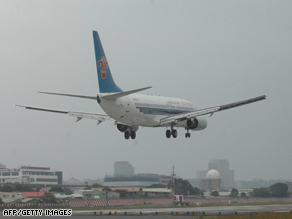 A China Southern  jet lands at Taipei's Songshan airport on December 14.